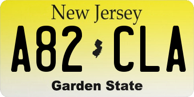 NJ license plate A82CLA