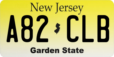 NJ license plate A82CLB