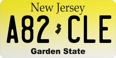 NJ license plate A82CLE