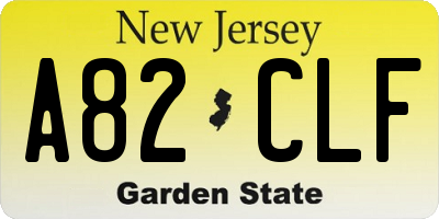 NJ license plate A82CLF