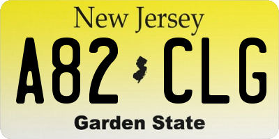 NJ license plate A82CLG