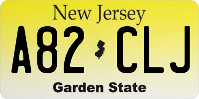 NJ license plate A82CLJ