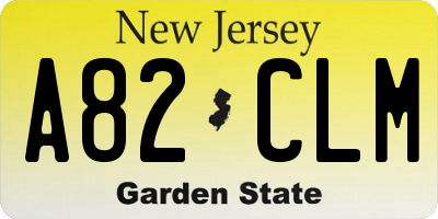 NJ license plate A82CLM
