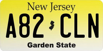 NJ license plate A82CLN