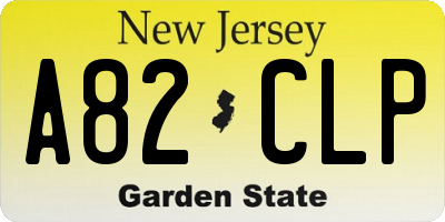 NJ license plate A82CLP