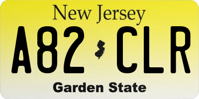 NJ license plate A82CLR