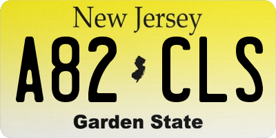 NJ license plate A82CLS