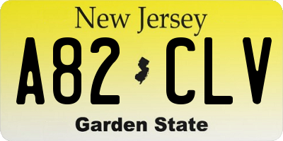 NJ license plate A82CLV