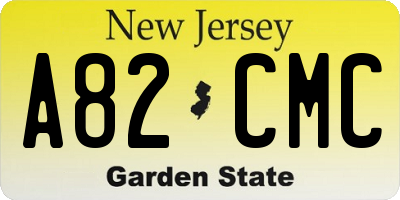 NJ license plate A82CMC