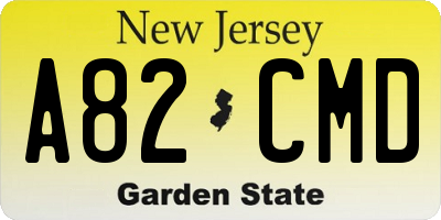 NJ license plate A82CMD
