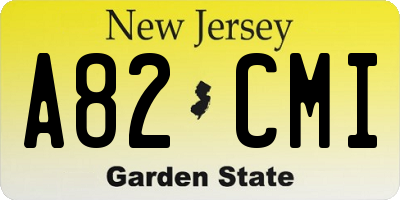 NJ license plate A82CMI
