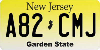 NJ license plate A82CMJ