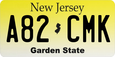 NJ license plate A82CMK