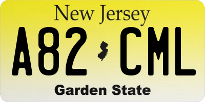 NJ license plate A82CML