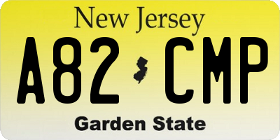 NJ license plate A82CMP