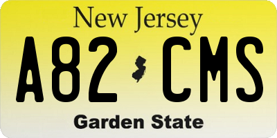 NJ license plate A82CMS