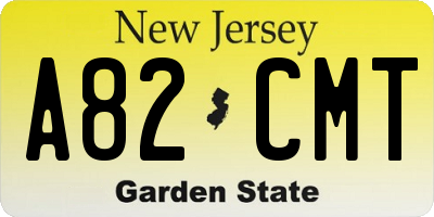 NJ license plate A82CMT