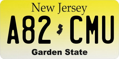 NJ license plate A82CMU