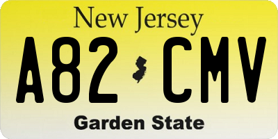 NJ license plate A82CMV