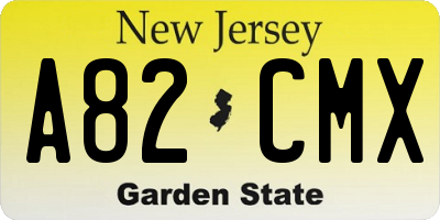 NJ license plate A82CMX