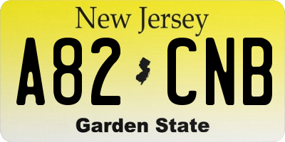 NJ license plate A82CNB