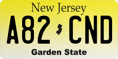 NJ license plate A82CND