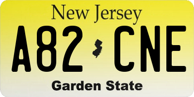 NJ license plate A82CNE