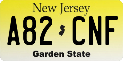 NJ license plate A82CNF