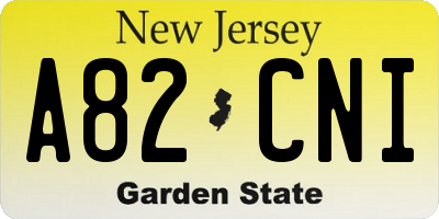NJ license plate A82CNI