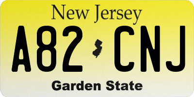 NJ license plate A82CNJ