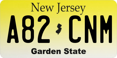 NJ license plate A82CNM