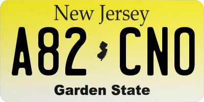 NJ license plate A82CNO