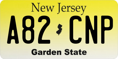 NJ license plate A82CNP