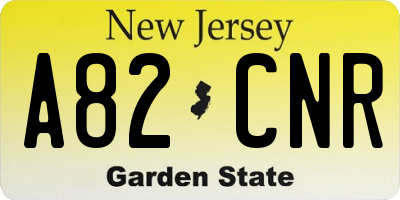 NJ license plate A82CNR