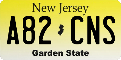 NJ license plate A82CNS