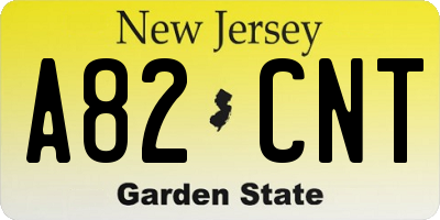 NJ license plate A82CNT