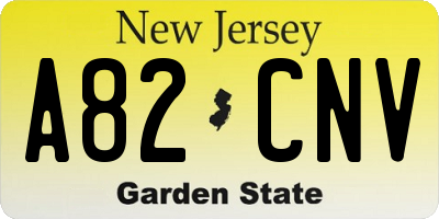 NJ license plate A82CNV