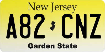 NJ license plate A82CNZ