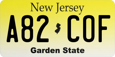 NJ license plate A82COF