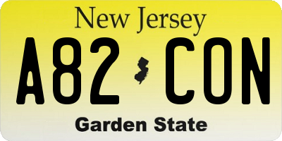 NJ license plate A82CON