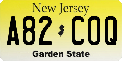 NJ license plate A82COQ