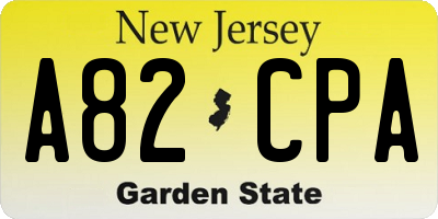NJ license plate A82CPA