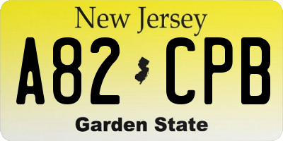NJ license plate A82CPB