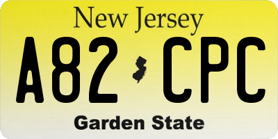 NJ license plate A82CPC