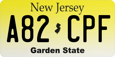 NJ license plate A82CPF