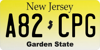 NJ license plate A82CPG