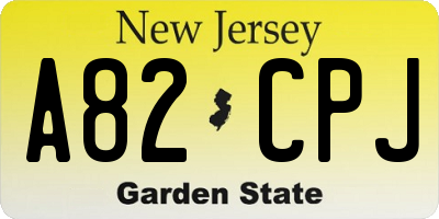 NJ license plate A82CPJ