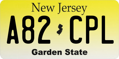 NJ license plate A82CPL