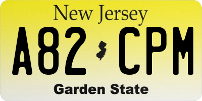 NJ license plate A82CPM