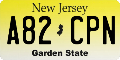 NJ license plate A82CPN